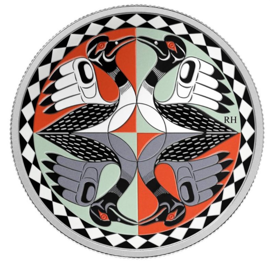 Image 685543.jpg, Product 685-543 / Price $169.95, 2012 $1 Fine Silver Coin - Artistic Two Loons with Hand-Signed Card by Artist from Royal Canadian Mint (RCM) on TSC.ca's Coins department