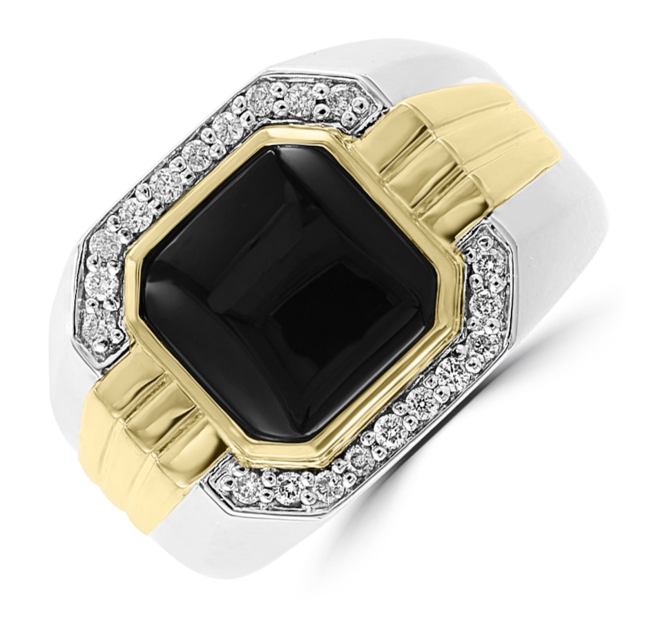 Image 686628.jpg, Product 686-628 / Price $849.99, EFFY Men's Sterling Silver 14K Yellow Gold Diamond & Onyx Ring from Effy Jewellery on TSC.ca's Jewellery department