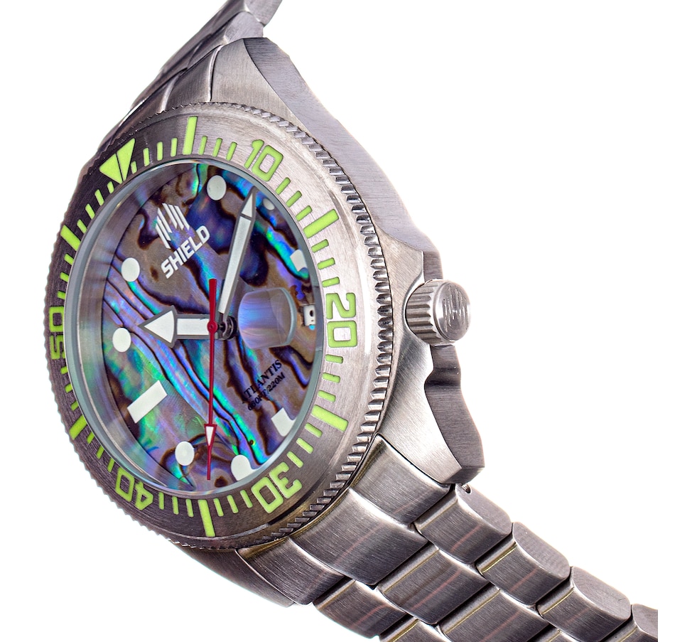 Image 687095_ALTMORE2.jpg, Product 687-095 / Price $390.00, Shield Atlantis Abalone Men's Bracelet Watch with Date from Shield on TSC.ca's Jewellery department