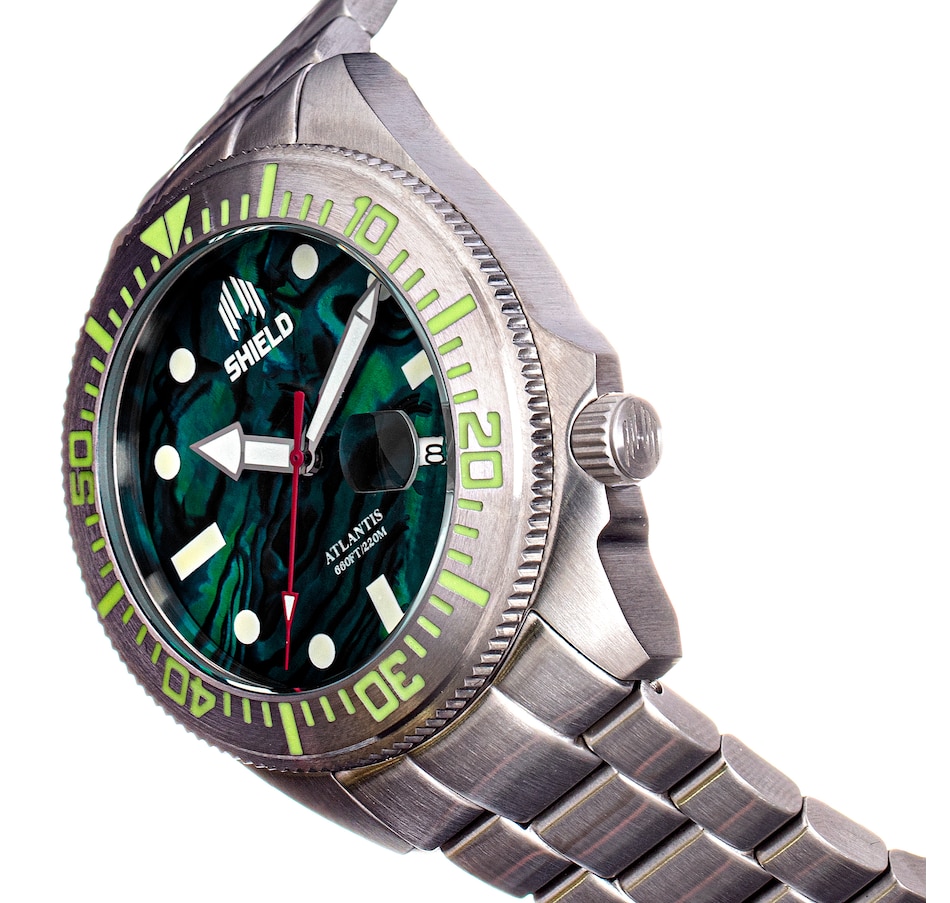Image 687095_ALTMORE3.jpg, Product 687-095 / Price $390.00, Shield Atlantis Abalone Men's Bracelet Watch with Date from Shield on TSC.ca's Jewellery department