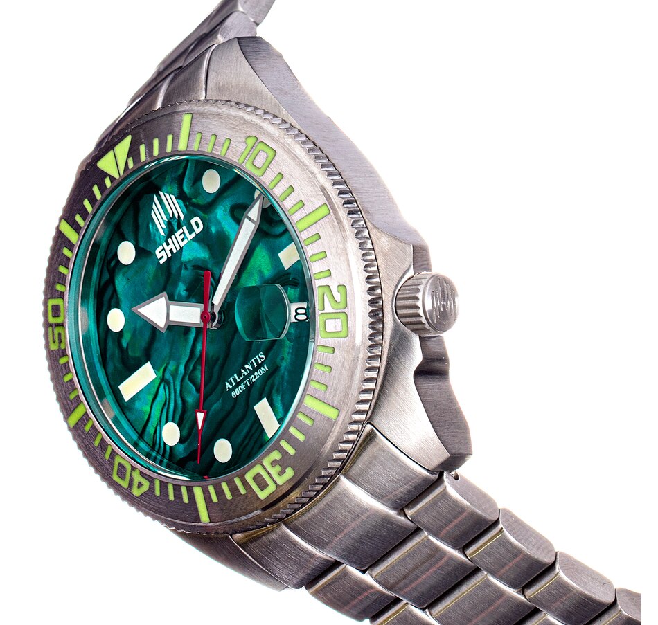 Image 687095_ALTMORE4.jpg, Product 687-095 / Price $390.00, Shield Atlantis Abalone Men's Bracelet Watch with Date from Shield on TSC.ca's Jewellery department
