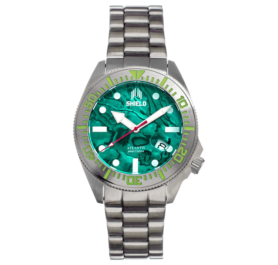 Image 687095_TLE.jpg, Product 687-095 / Price $390.00, Shield Atlantis Abalone Men's Bracelet Watch with Date from Shield on TSC.ca's Jewellery department