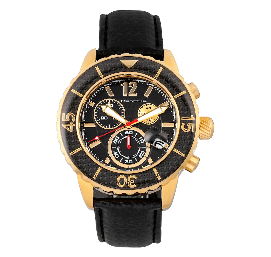 Image 687098_GDB.jpg, Product 687-098 / Price $226.00, Morphic M51 Series Chronograph Leather-Band Men's Watch with Date from Morphic on TSC.ca's Jewellery department
