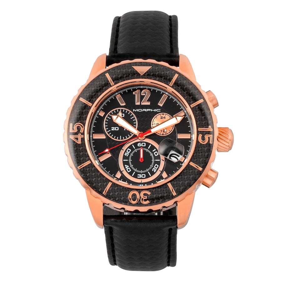 Image 687098_RGOBK.jpg, Product 687-098 / Price $226.00, Morphic M51 Series Chronograph Leather-Band Men's Watch with Date from Morphic on TSC.ca's Jewellery department