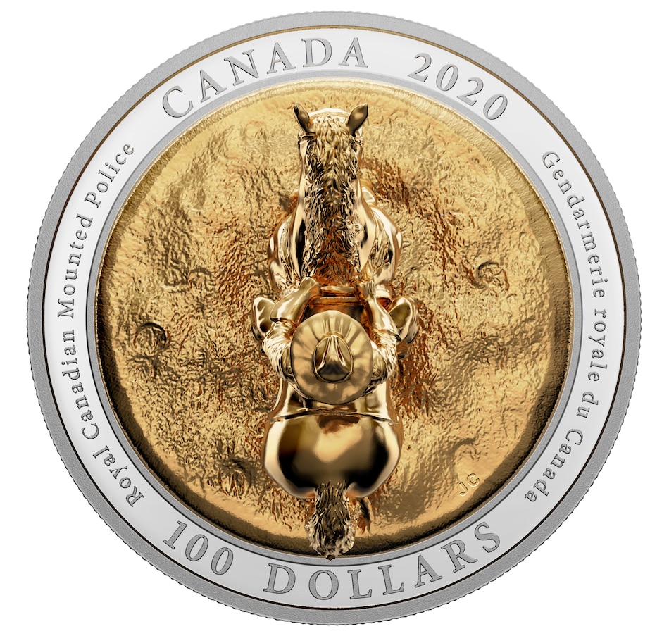 Image 687841_ALTMORE3.jpg, Product 687-841 / Price $1,995.00, 2020 $100 Fine Silver 3D Sculpture Coin RCMP Musical Ride plus Bonus 1973 RCMP Commemorative Silver Dollar from Royal Canadian Mint (RCM) on TSC.ca's Coins department