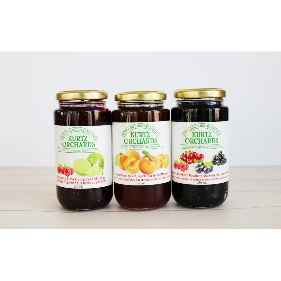 Image 687929.jpg, Product 687-929 / Price $33.99, Kurtz Orchards Fruit Spread Melange Trio - Spring Collection from Fruit of the Land on TSC.ca's Kitchen department