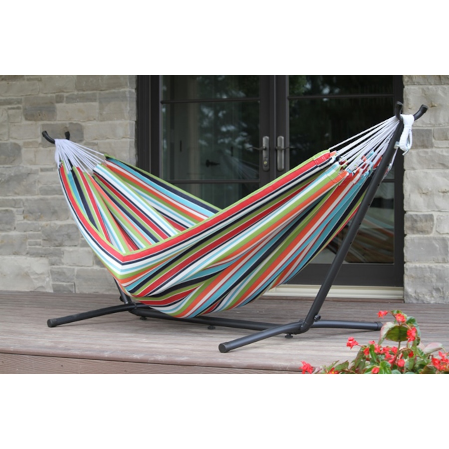 Image 688950.jpg, Product 688-950 / Price $286.99, Vivere Combo - Sunbrella Confetti Hammock with Stand, Double from Vivere on TSC.ca's Home & Garden department
