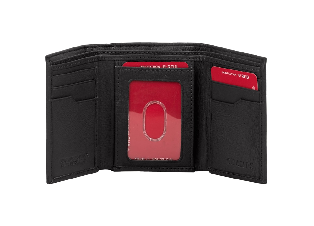 Champs Genuine Cowhide Leather RFID-Blocking Centre-Wing Wallet in Gift Box