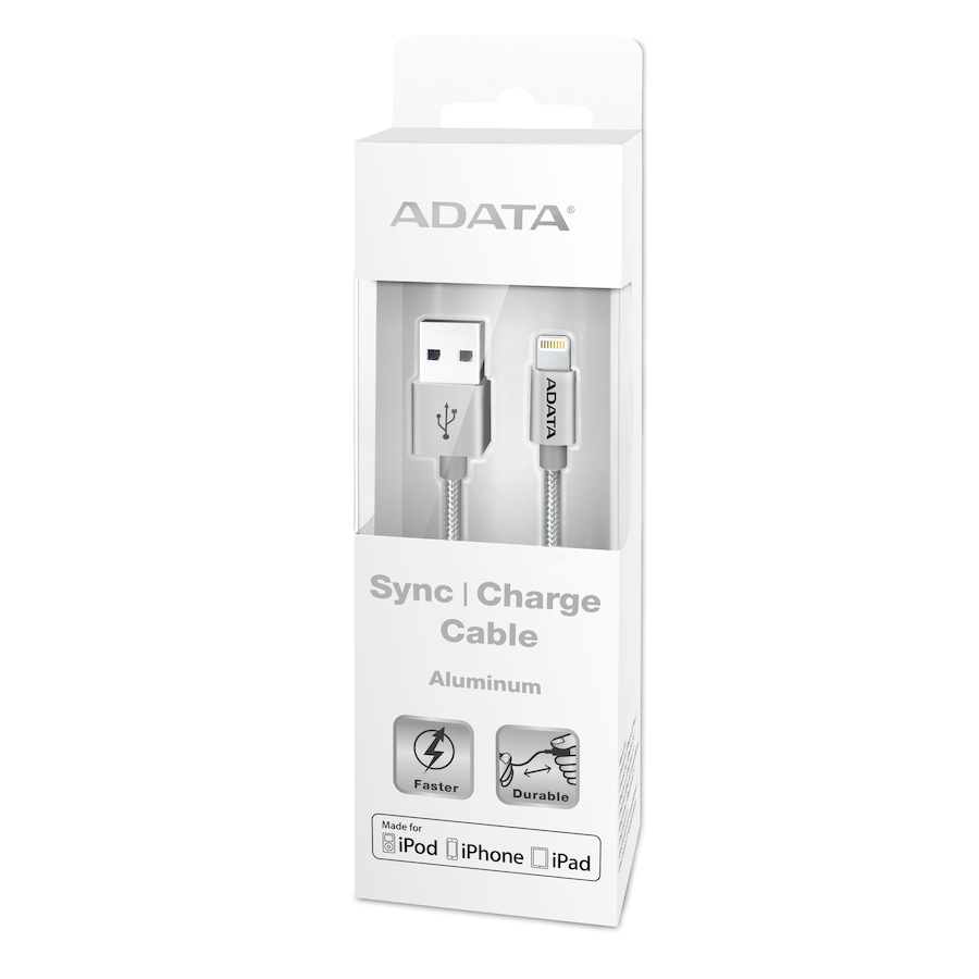 Image 691735_SIL.jpg, Product 691-735 / Price $21.99, Adata MFI Lightning Cable and USB-A 2.0 (Aluminum) from Adata on TSC.ca's Electronics department