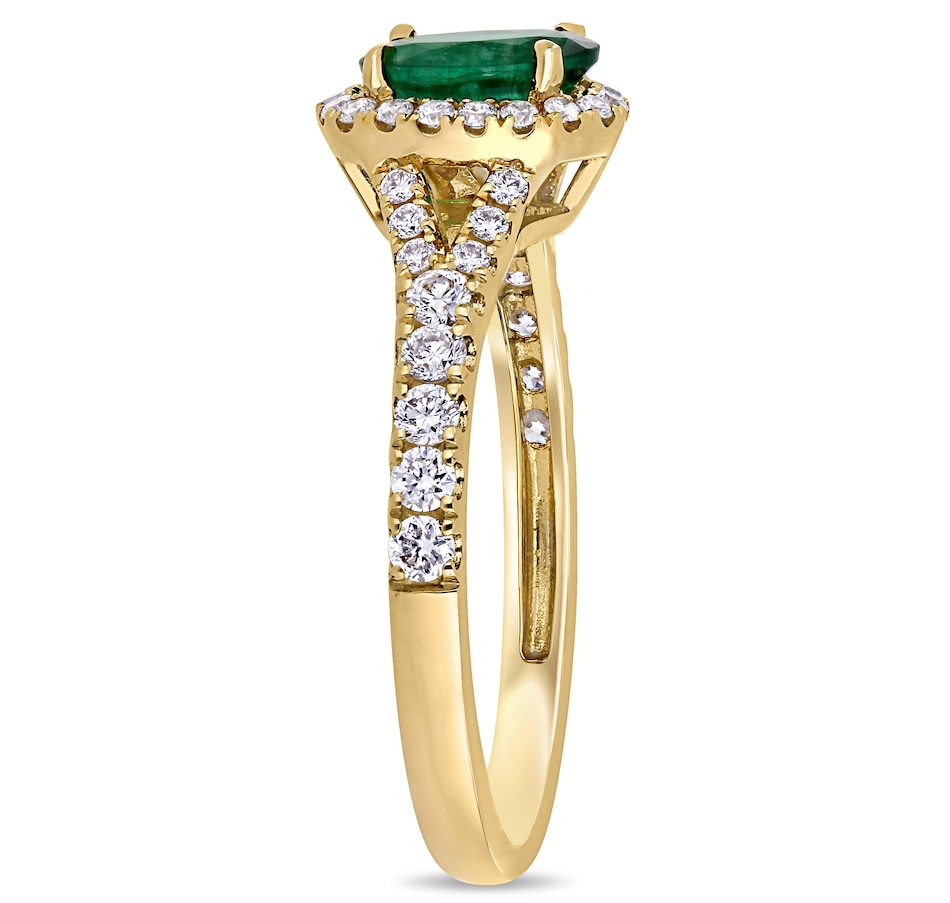 Image 691784_ALTMORE1.jpg, Product 691-784 / Price $2,599.99, 14K Yellow Gold Oval Emerald & Diamond Halo Split Shank Ring from The Vault on TSC.ca's Jewellery department