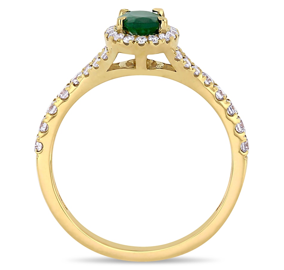 Image 691784_ALTMORE2.jpg, Product 691-784 / Price $2,599.99, 14K Yellow Gold Oval Emerald & Diamond Halo Split Shank Ring from The Vault on TSC.ca's Jewellery department