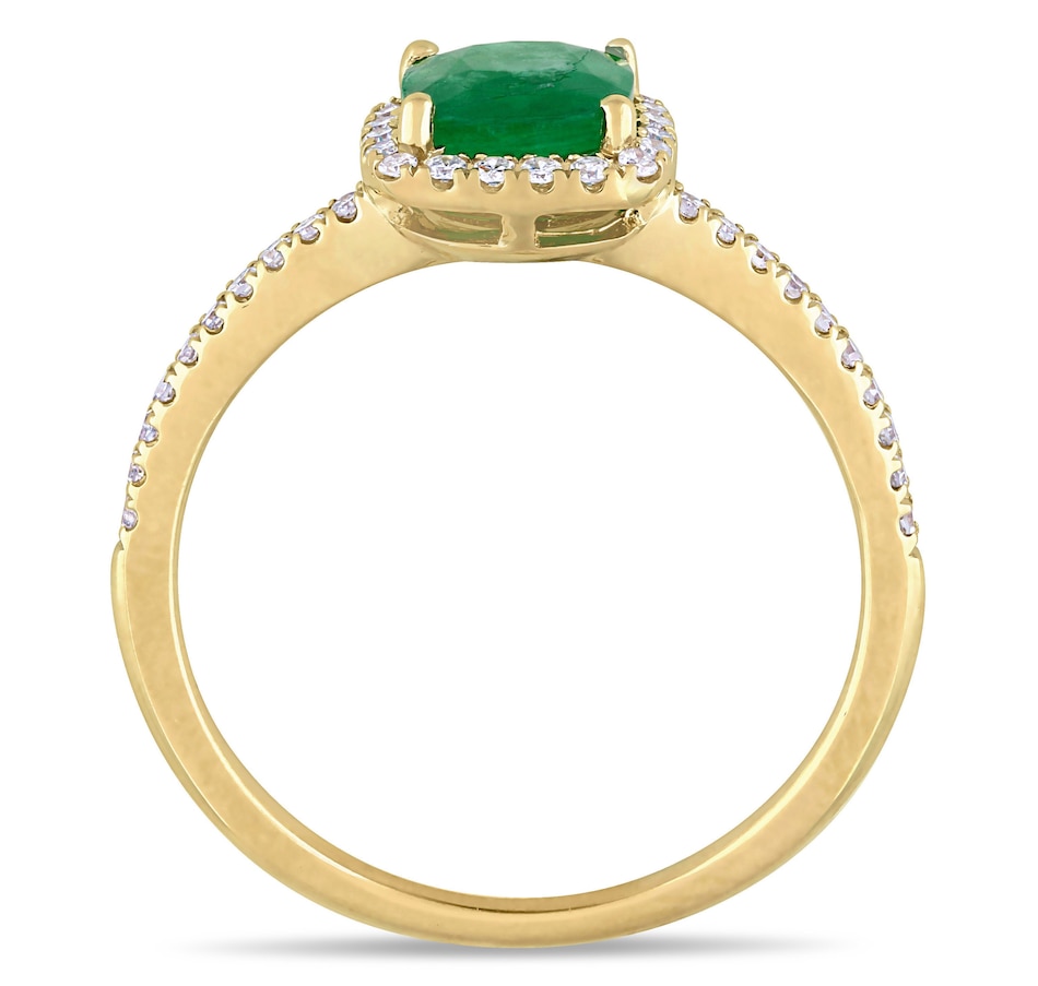Image 691787_ALTMORE2.jpg, Product 691-787 / Price $1,889.99, 14K Yellow Gold Cushion Shape Emerald & Diamond Halo Ring from The Vault on TSC.ca's Jewellery department
