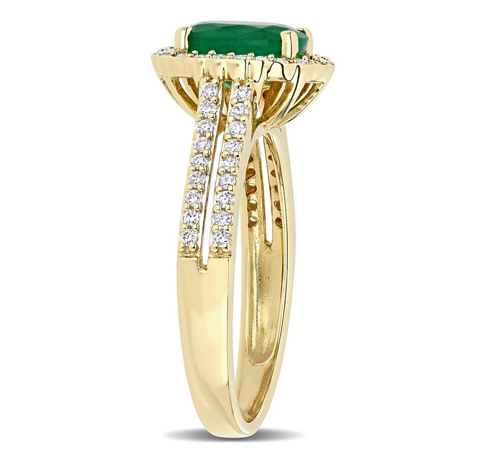 Image 691789_ALTMORE1.jpg, Product 691-789 / Price $3,149.99, 14K Yellow Gold Oval Emerald & Diamond Halo Engagement Ring from The Vault on TSC.ca's Jewellery department