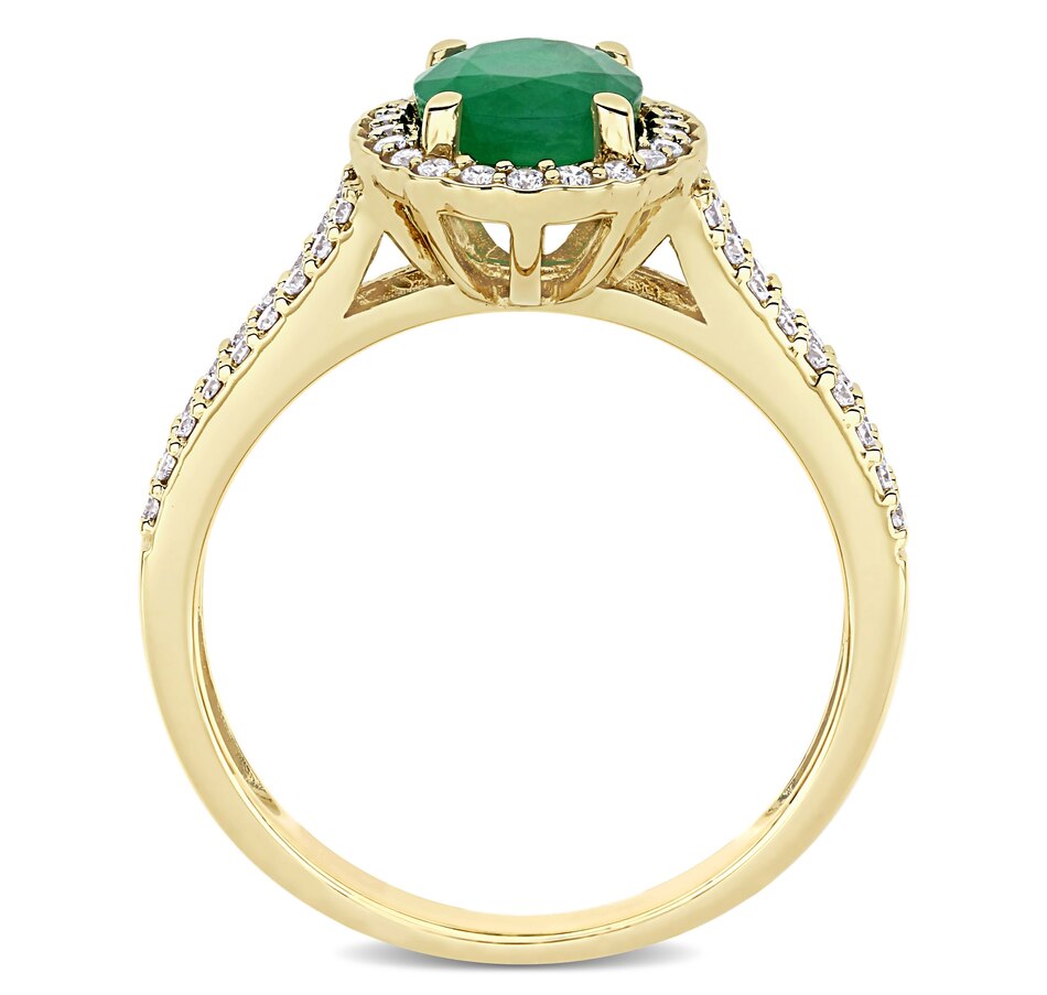 Image 691789_ALTMORE2.jpg, Product 691-789 / Price $3,149.99, 14K Yellow Gold Oval Emerald & Diamond Halo Engagement Ring from The Vault on TSC.ca's Jewellery department