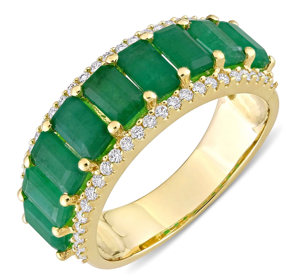 Image 691791.jpg, Product 691-791 / Price $3,044.99, 14K Yellow Gold Octagon Emerald & Diamond Semi Eternity Band from The Vault on TSC.ca's Jewellery department