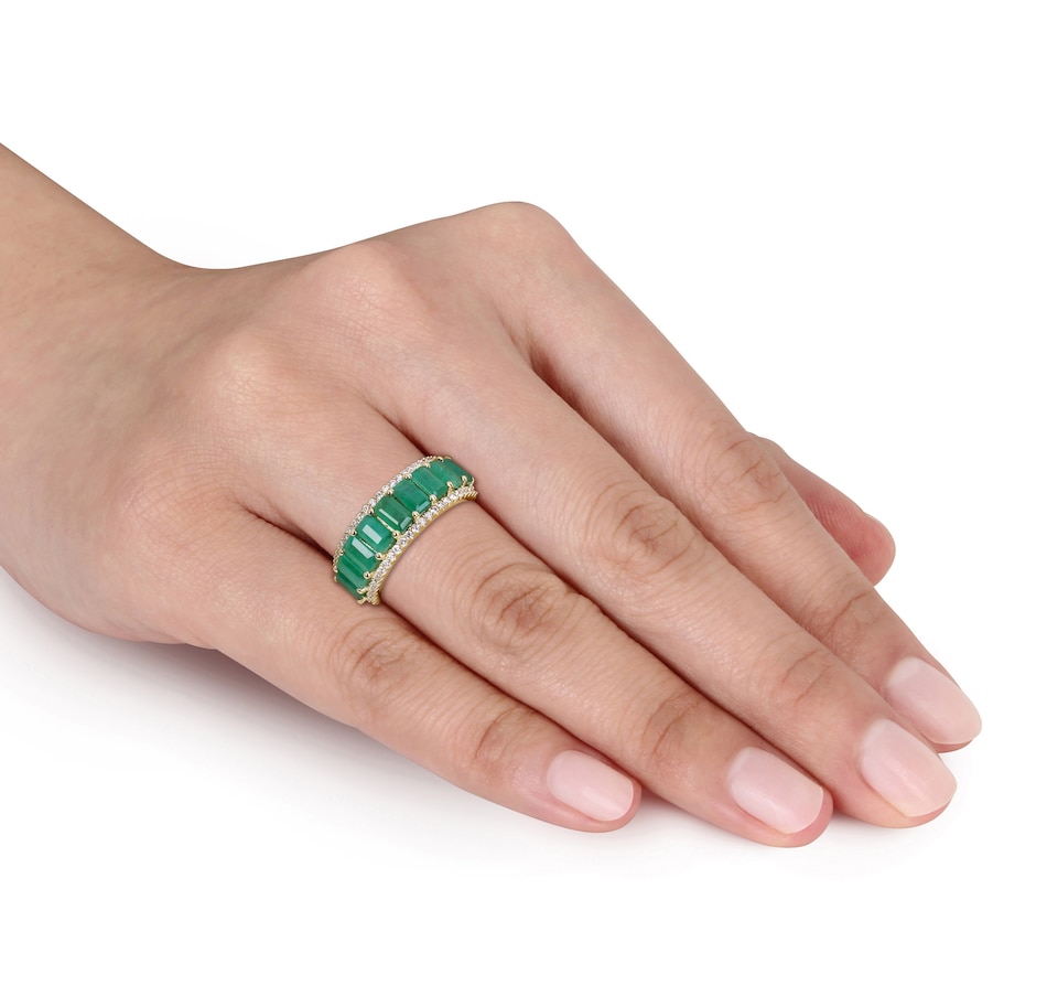Image 691791_ALTMORE4.jpg, Product 691-791 / Price $3,044.99, 14K Yellow Gold Octagon Emerald & Diamond Semi Eternity Band from The Vault on TSC.ca's Jewellery department