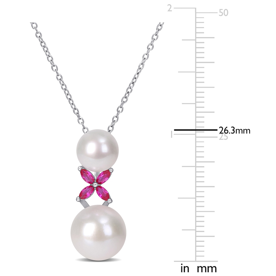 Image 691793_ALTMORE2.jpg, Product 691-793 / Price $173.00, AMOUR Pearls Sterling Silver 8.5-12mm Freshwater Cultured Pearl & Created Ruby Cross Pendant with Chain from Amour Pearls on TSC.ca's Jewellery department