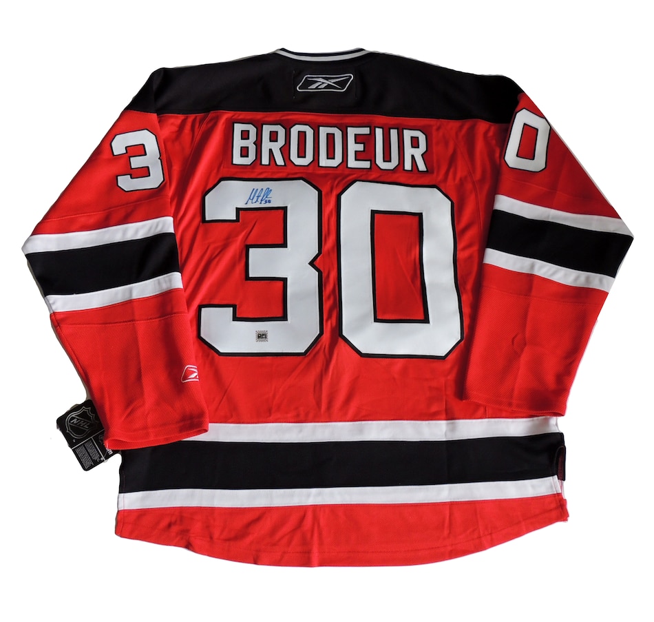 Martin Brodeur New Jersey Devils Deluxe Framed Autographed Red Adidas  Authentic Jersey