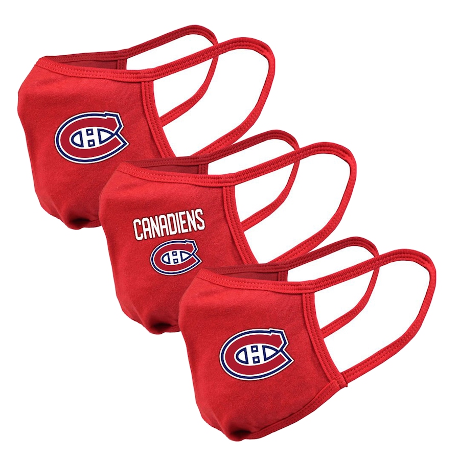 Image 695926.jpg, Product 695-926 / Price $41.99, Men's Montreal Canadiens NHL 3-Pack Team Logo Face Masks  on TSC.ca's Health & Fitness department