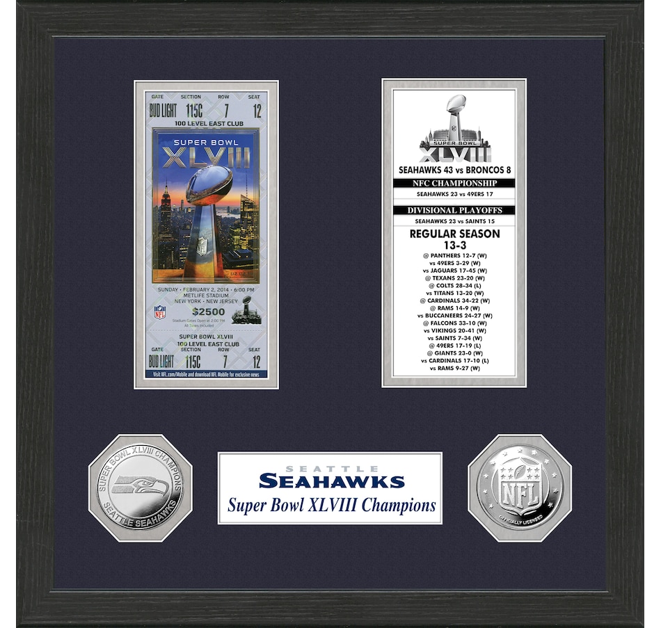 Image 696827.jpg, Product 696-827 / Price $104.99, Seattle Seahawks Super Bowl Championship Ticket Collection from Highland Mint on TSC.ca's Sports department