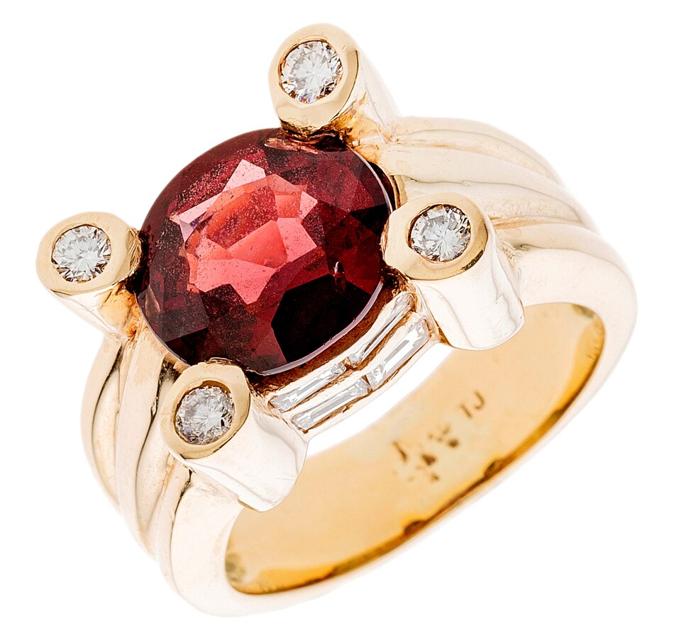 Image 698024.jpg, Product 698-024 / Price $1,795.00, 14KT Yellow Gold 3.40 Carat Oval Shaped Garnet Ring with .80 Carats of Diamonds from Estate Originals on TSC.ca's Jewellery department