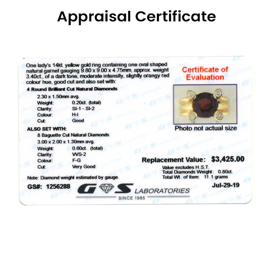 Image 698024_ALTMORE3.jpg, Product 698-024 / Price $1,795.00, 14KT Yellow Gold 3.40 Carat Oval Shaped Garnet Ring with .80 Carats of Diamonds from Estate Originals on TSC.ca's Jewellery department