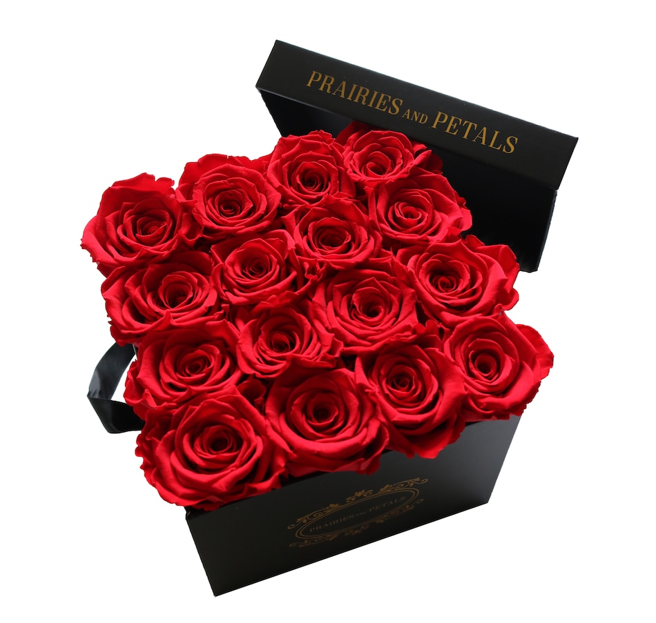 Image 698095_RED.jpg, Product 698-095 / Price $214.00, Prairies and Petals Signature Square Arrangement with Parisian Style Black Box from Prairies And Petals on TSC.ca's Home & Garden department