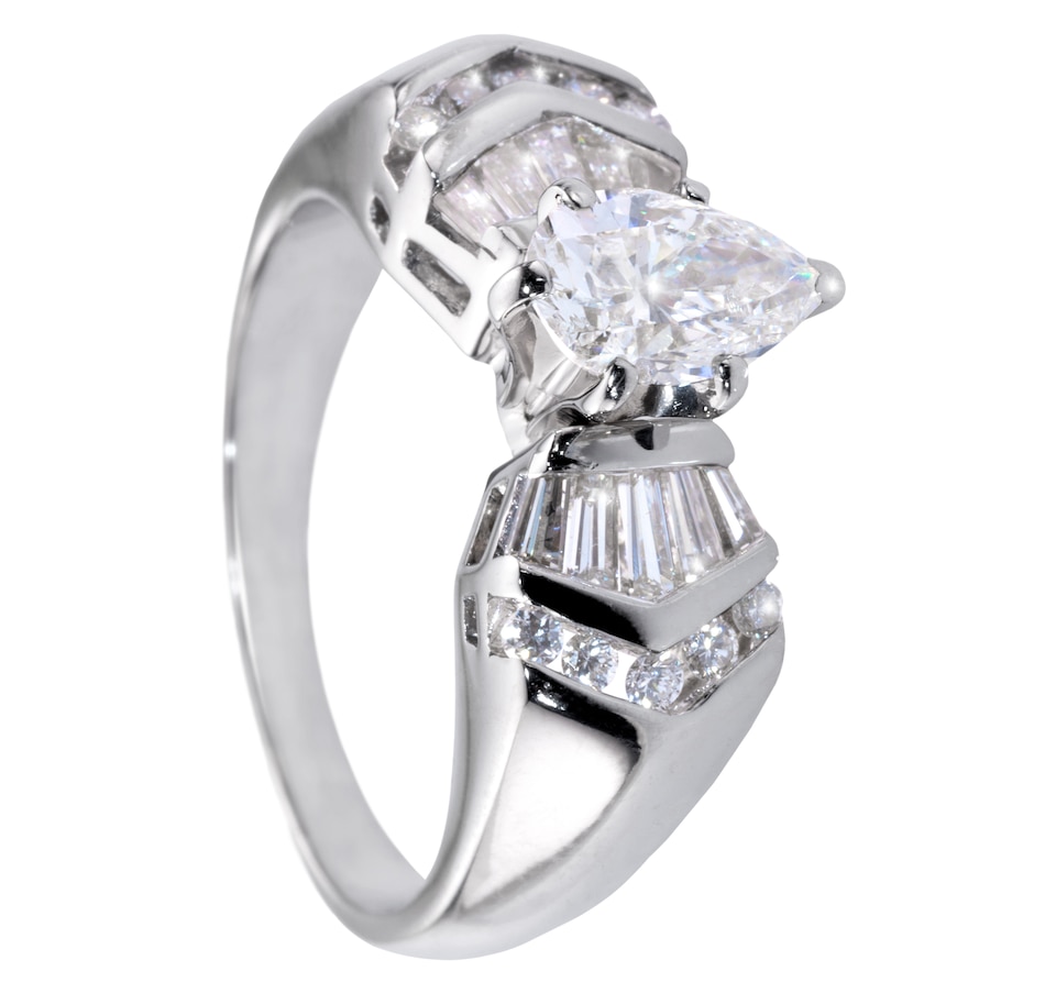 Image 699143_ALTMORE1.jpg, Product 699-143 / Price $4,750.00, 14K White Gold 0.84 Carat Pear Shaped Diamond Ring with Baguette and Round Cut Diamond Accents from Estate Originals on TSC.ca's Jewellery department