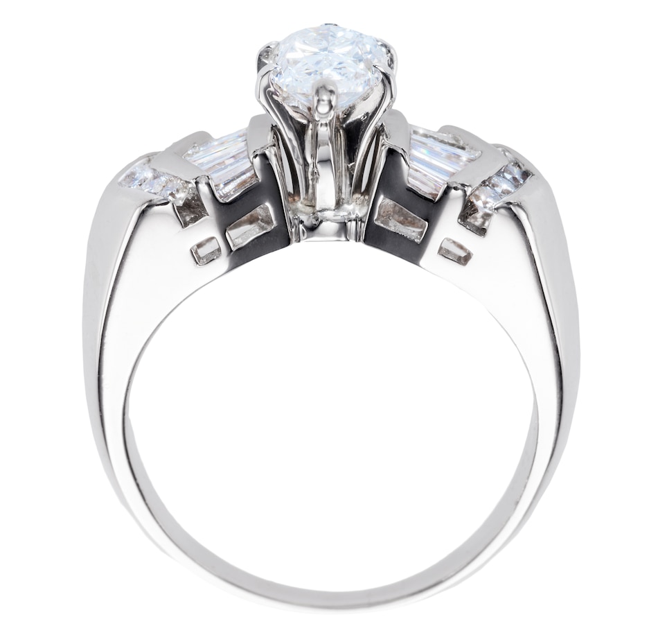 Image 699143_ALTMORE2.jpg, Product 699-143 / Price $4,750.00, 14K White Gold 0.84 Carat Pear Shaped Diamond Ring with Baguette and Round Cut Diamond Accents from Estate Originals on TSC.ca's Jewellery department