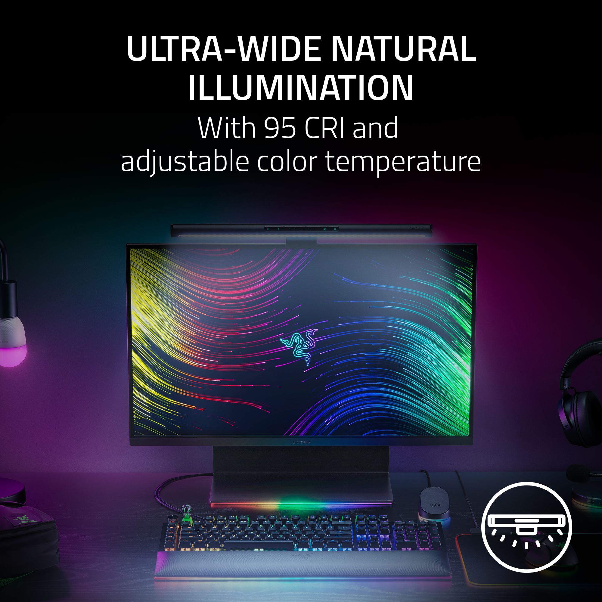 Razer Aether Monitor Light Bar RGB LED Light Bar for Gamer Rooms