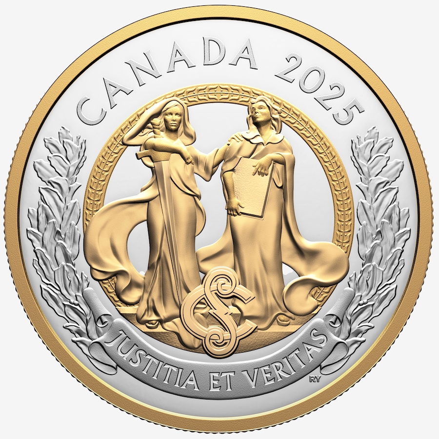 Image 701347_ALTMORE1.jpg, Product 701-347 / Price $219.95, 2025 $20 Allegory of Justice and Truth Fine Silver Coin plus Bonus Colour Supreme Court $1 Coin from Royal Canadian Mint (RCM) on TSC.ca's Coins department