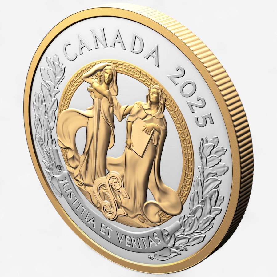 Image 701347_ALTMORE3.jpg, Product 701-347 / Price $219.95, 2025 $20 Allegory of Justice and Truth Fine Silver Coin plus Bonus Colour Supreme Court $1 Coin from Royal Canadian Mint (RCM) on TSC.ca's Coins department