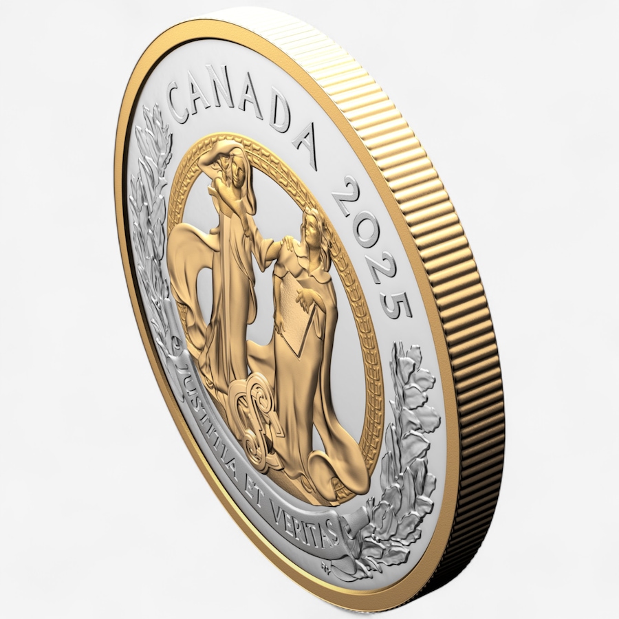 Image 701347_ALTMORE4.jpg, Product 701-347 / Price $219.95, 2025 $20 Allegory of Justice and Truth Fine Silver Coin plus Bonus Colour Supreme Court $1 Coin from Royal Canadian Mint (RCM) on TSC.ca's Coins department