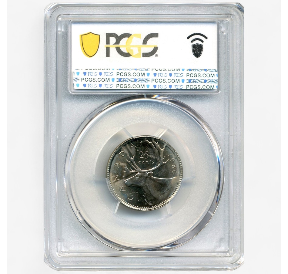 Image 701356_ALTMORE1.jpg, Product 701-356 / Price $729.95, Rare Canadian Major Error Coin: Uncirculated 1986 Quarter Struck on 5-Cent Blank, PCGS Certified MS-64 from Canadian Coin & Currency on TSC.ca's Coins department