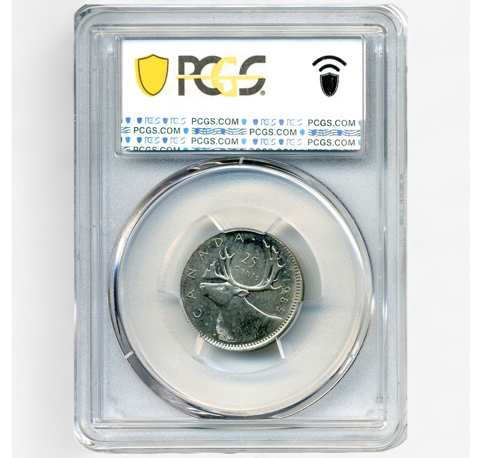 Image 701359_ALTMORE1.jpg, Product 701-359 / Price $729.95, Rare Canadian Major Error Coin: Uncirculated 1985 Quarter Struck on 5-Cent Blank, PCGS Certified MS-64 from Canadian Coin & Currency on TSC.ca's Coins department