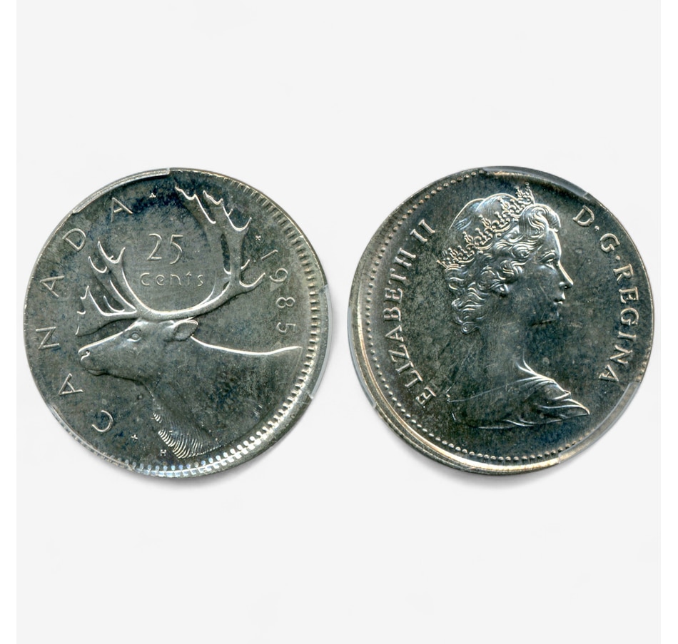 Image 701359_ALTMORE2.jpg, Product 701-359 / Price $729.95, Rare Canadian Major Error Coin: Uncirculated 1985 Quarter Struck on 5-Cent Blank, PCGS Certified MS-64 from Canadian Coin & Currency on TSC.ca's Coins department
