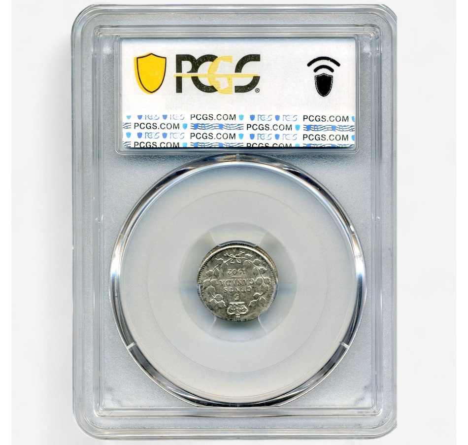 Image 701363_ALTMORE1.jpg, Product 701-363 / Price $549.95, Rare Canadian Error Coin: Uncirculated 1902H Five-Cent Silver Coin Struck Off-Centre, PCGS Certified MS-62 from Canadian Coin & Currency on TSC.ca's Coins department