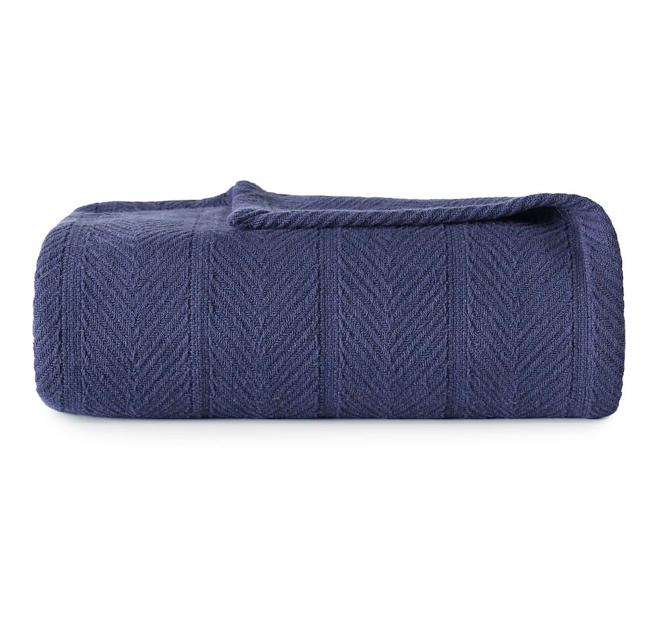 Image 701424_NVY.jpg, Product 701-424 / Price $55.99 - $82.50, Eddie Bauer Herringbone 100% Cotton Blanket from Eddie Bauer on TSC.ca's Home & Garden department