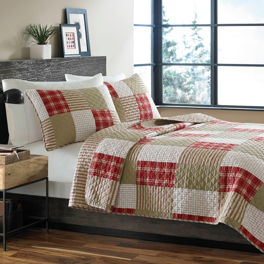 Image 701432_RED.jpg, Product 701-432 / Price $169.99 - $279.99, Eddie Bauer Camano Island Plaid Reversible Quilt Set from Eddie Bauer on TSC.ca's Home & Garden department