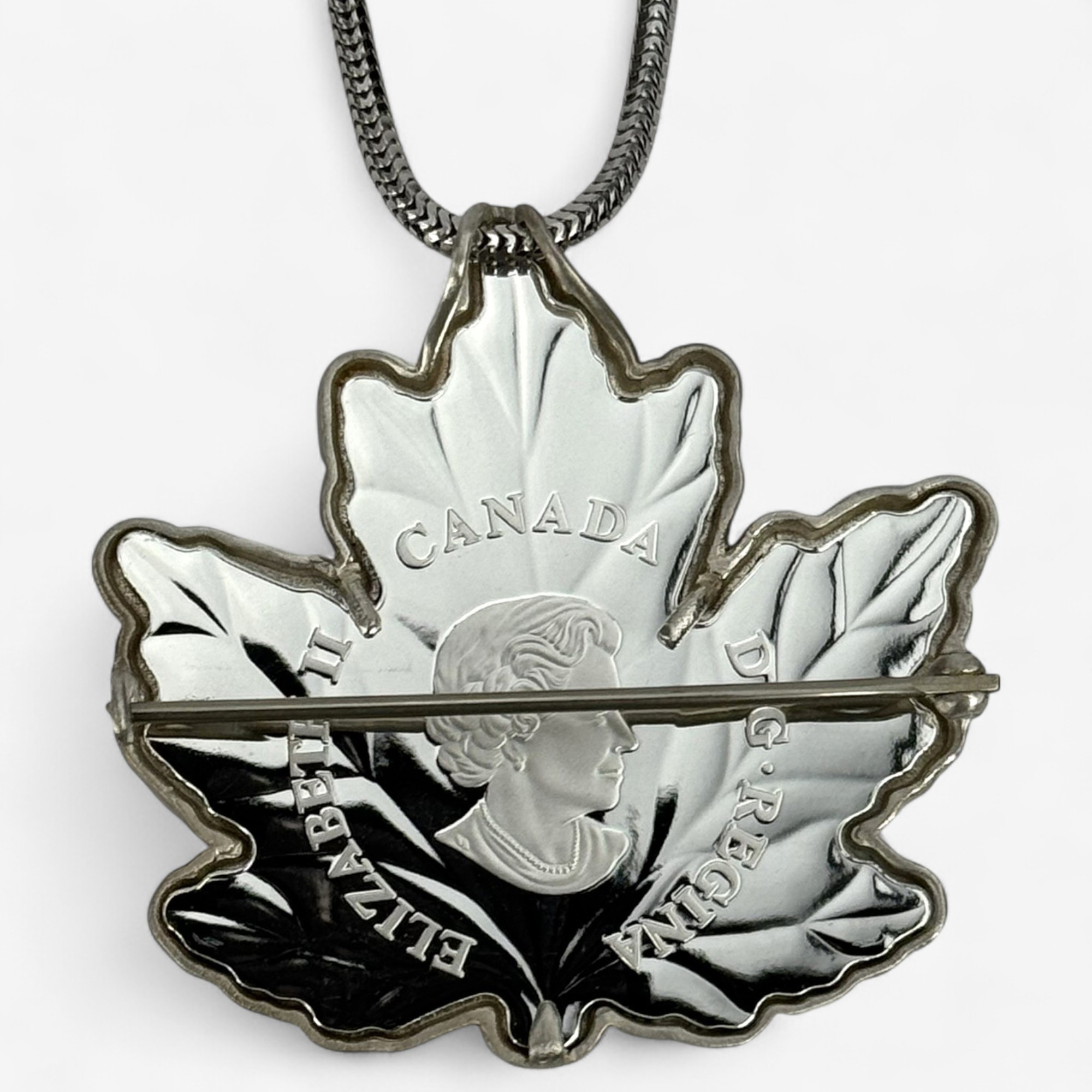 $10 Fine Silver Maple Leaf Silhouette Coin Necklace with 20-Inch