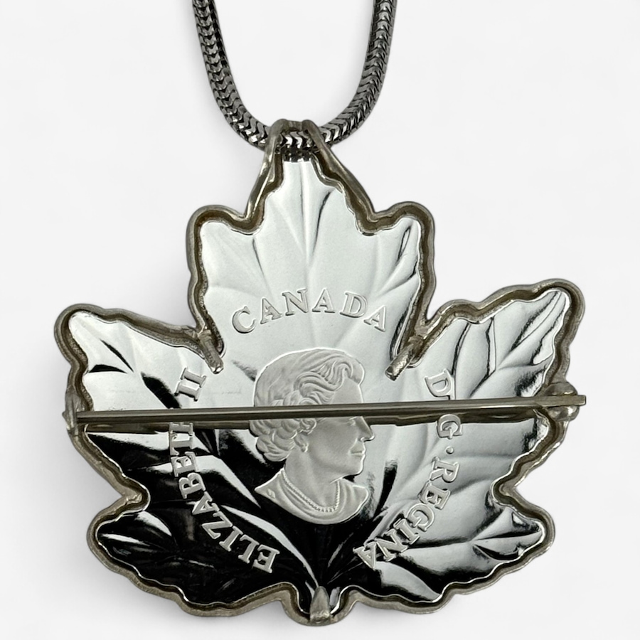 Image 701514_ALTMORE2.jpg, Product 701-514 / Price $189.95, $10 Fine Silver Maple Leaf Silhouette Coin Necklace with 20-Inch Sterling Silver Chain from Royal Canadian Mint (RCM) on TSC.ca's Coins department