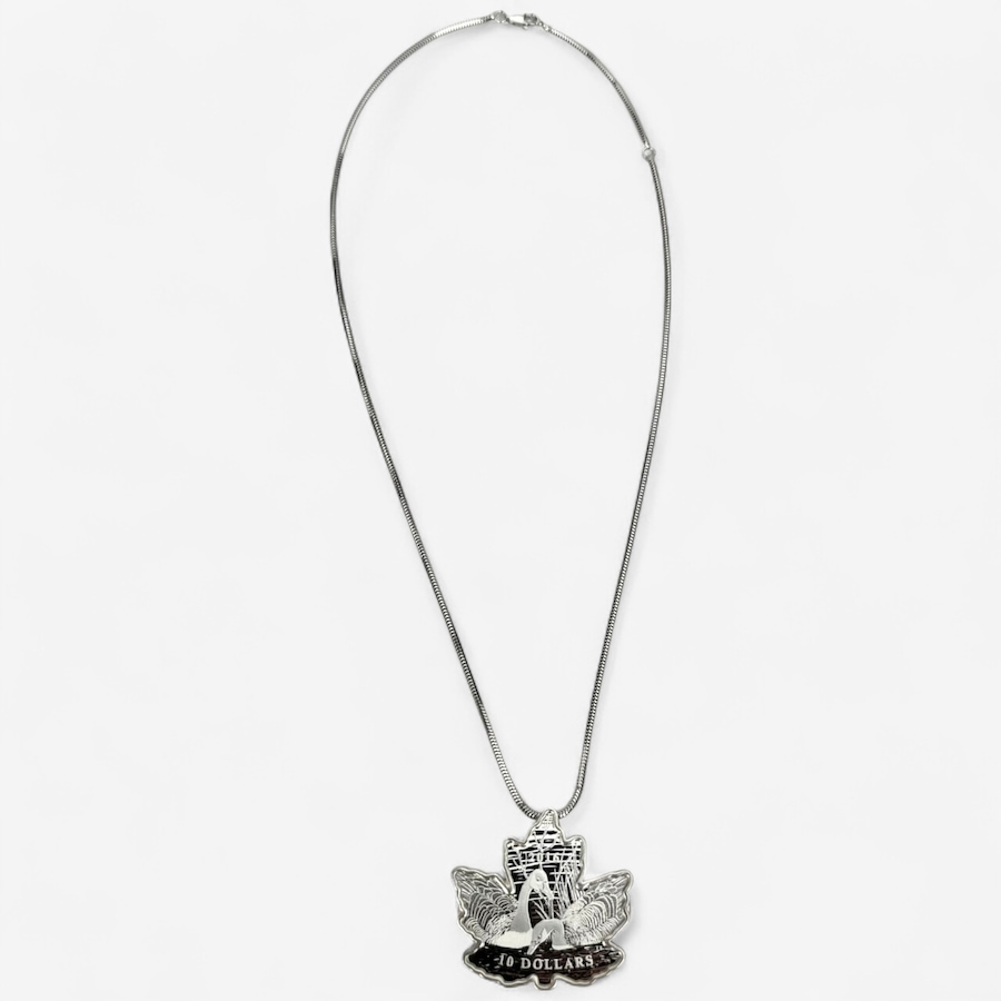 Image 701514_ALTMORE3.jpg, Product 701-514 / Price $189.95, $10 Fine Silver Maple Leaf Silhouette Coin Necklace with 20-Inch Sterling Silver Chain from Royal Canadian Mint (RCM) on TSC.ca's Coins department