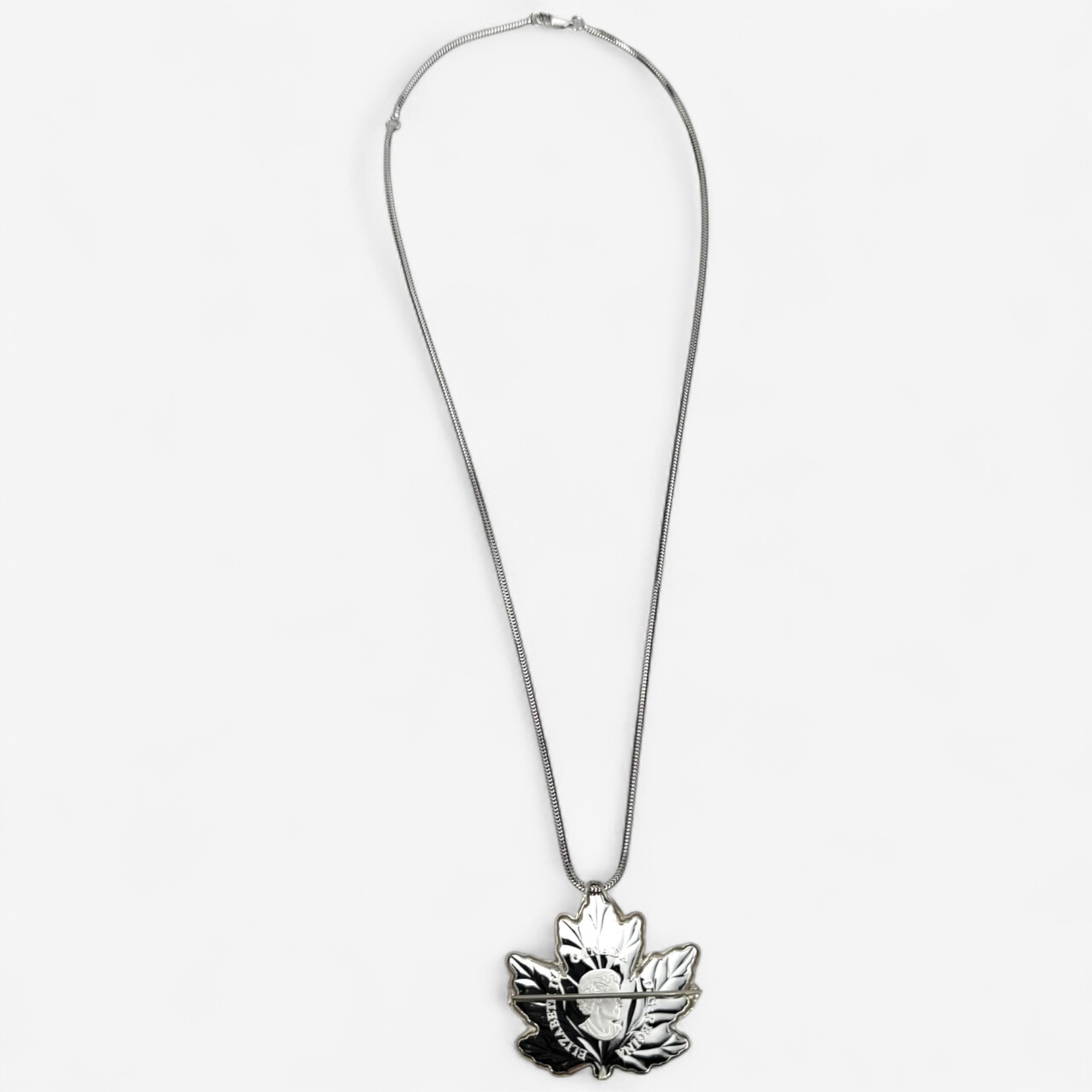 $10 Fine Silver Maple Leaf Silhouette Coin Necklace with 20-Inch