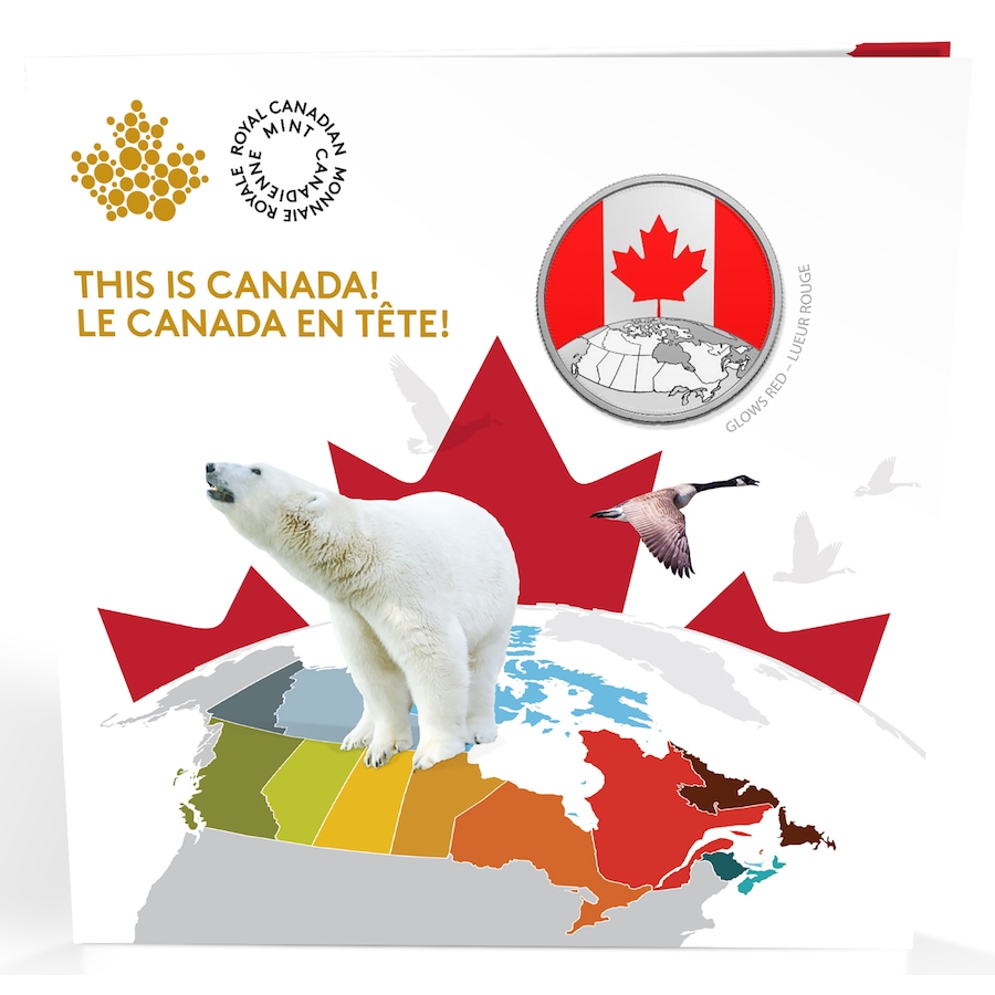 Image 701516_ALTMORE1.jpg, Product 701-516 / Price $59.95, 2019 $5 Fine Silver Glow in the Dark Coin - This Is Canada from Royal Canadian Mint (RCM) on TSC.ca's Coins department