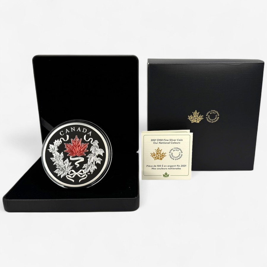 Image 701517.jpg, Product 701-517 / Price $1,795.00, 2021 $100 Our National Colours 10-Ounce Fine Silver Coin from Royal Canadian Mint (RCM) on TSC.ca's Coins department
