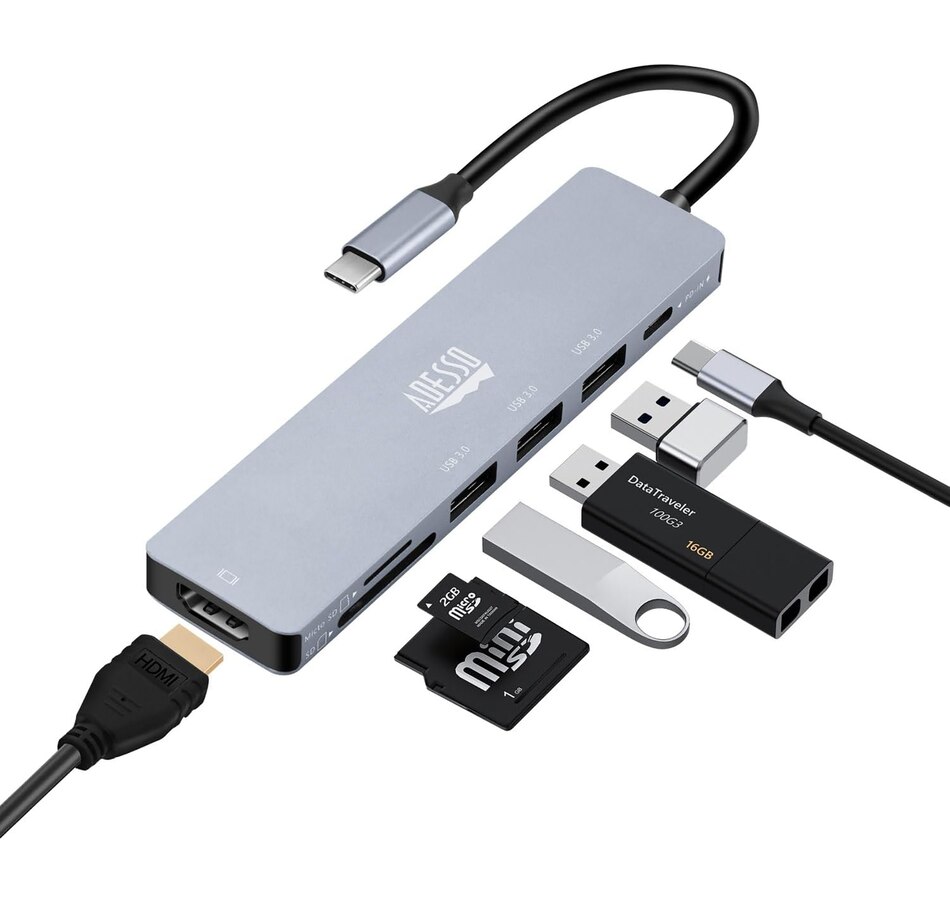 Image 701527.jpg, Product 701-527 / Price $64.99, Adesso USB C Docking Station Multiport Adapter Type C Hub 7-in-1 from Adesso on TSC.ca's Electronics department