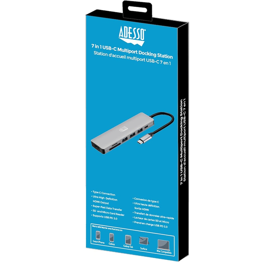 Image 701527_ALTMORE8.jpg, Product 701-527 / Price $64.99, Adesso USB C Docking Station Multiport Adapter Type C Hub 7-in-1 from Adesso on TSC.ca's Electronics department