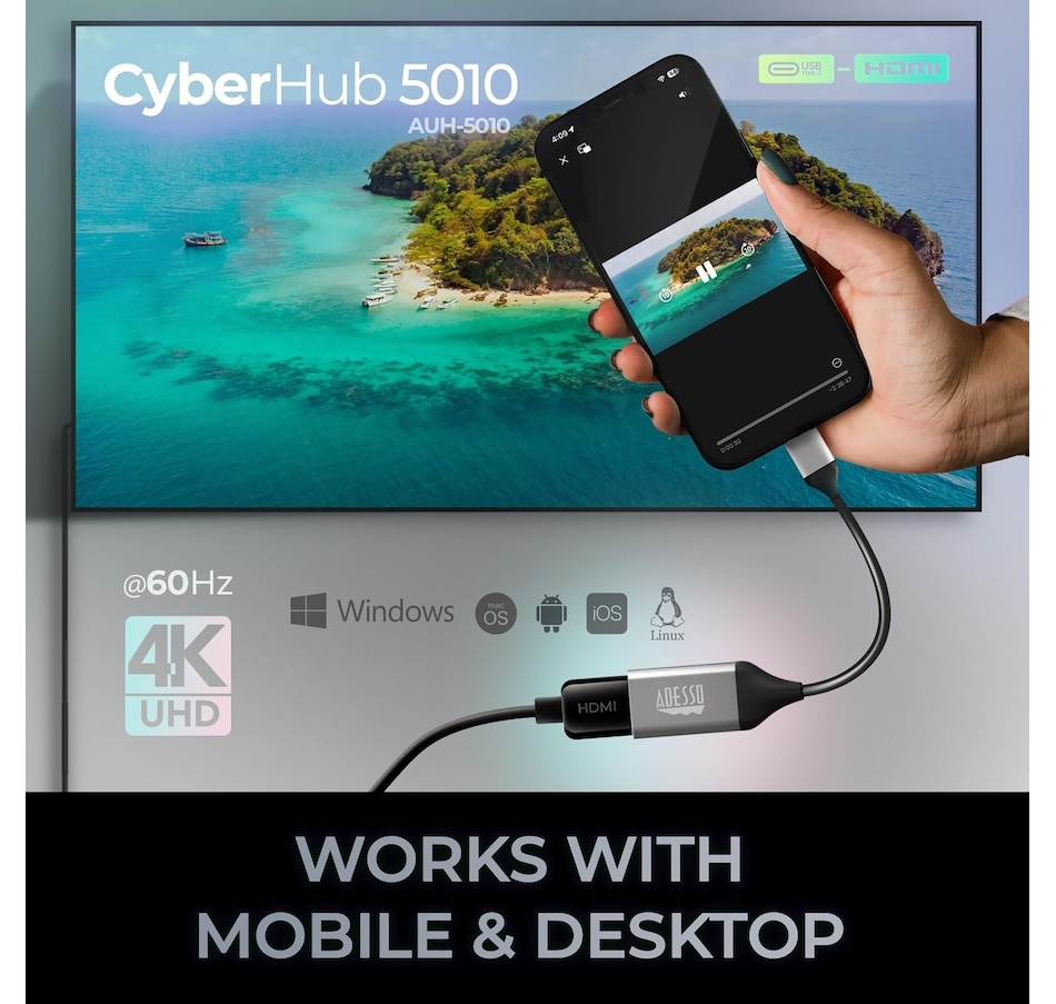 Image 701528_ALTMORE5.jpg, Product 701-528 / Price $39.99, Adesso USB-C to HDMI Adapter from Adesso on TSC.ca's Electronics department