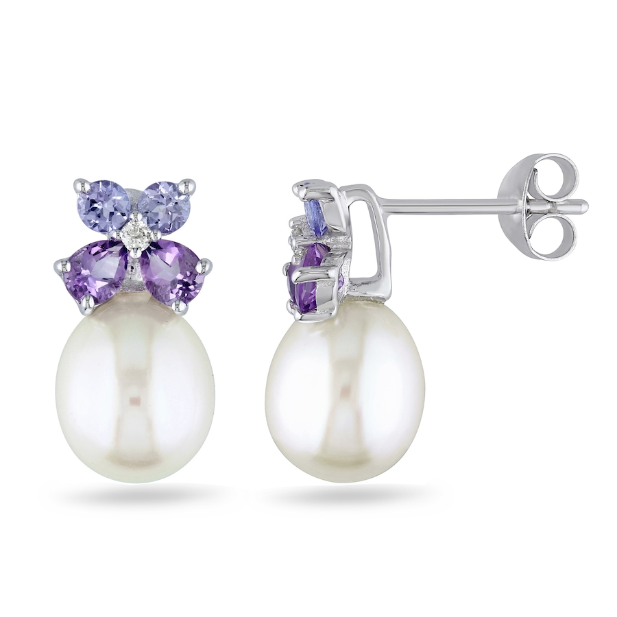 Image 701719.jpg, Product 701-719 / Price $175.00, AMOUR Pearls Sterling Silver 8-8.5mm Cultured Freshwater Pearl & Gemstone Stud Earrings from Amour Pearls on TSC.ca's Jewellery department
