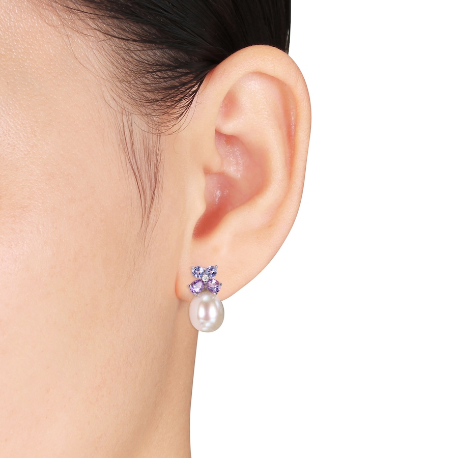 Image 701719_ALTMORE1.jpg, Product 701-719 / Price $175.00, AMOUR Pearls Sterling Silver 8-8.5mm Cultured Freshwater Pearl & Gemstone Stud Earrings from Amour Pearls on TSC.ca's Jewellery department